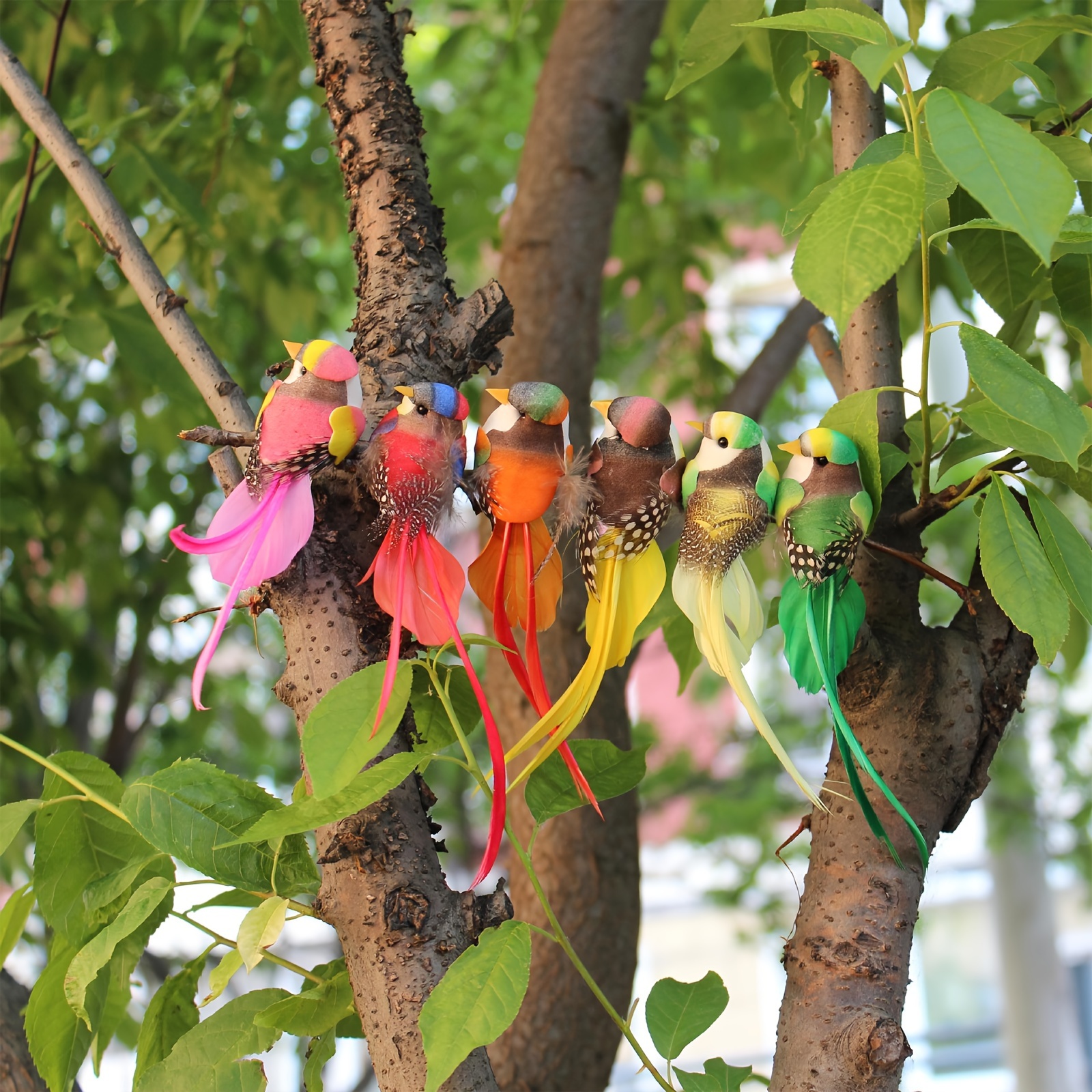 

6pcs Simulation Bird /long Tail Silk Bird Indoor And Outdoor Crafts Ornaments Garden Home Shopping Mall Decorative Ornaments