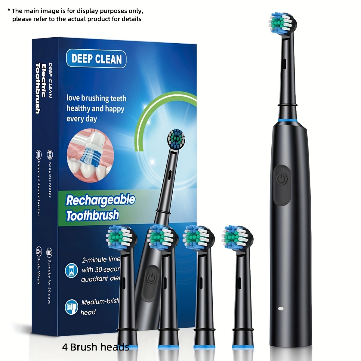 Image of Rotating Electric Toothbrush, Set Of 4 Brush Heads, Ultra- Frequency, Charging Electric Toothbrush, Multiple , , Function, Holiday Gift 2002