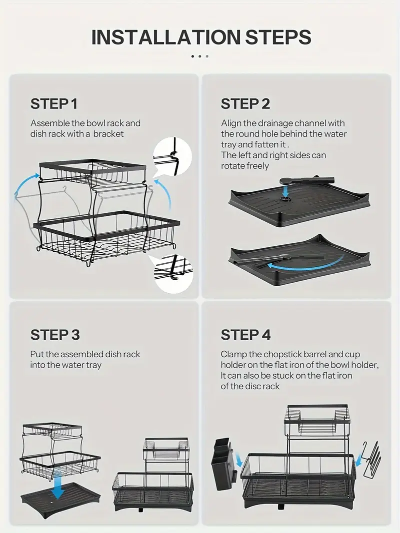 1pc dish rack double layers space saving dish drying rack withdrainboard and utensil holders multifunctional large capacity dishstorage organizer for kitchen counter kitchen organizers andstorage kitchen accessories as halloween chrismas gift Product details 1