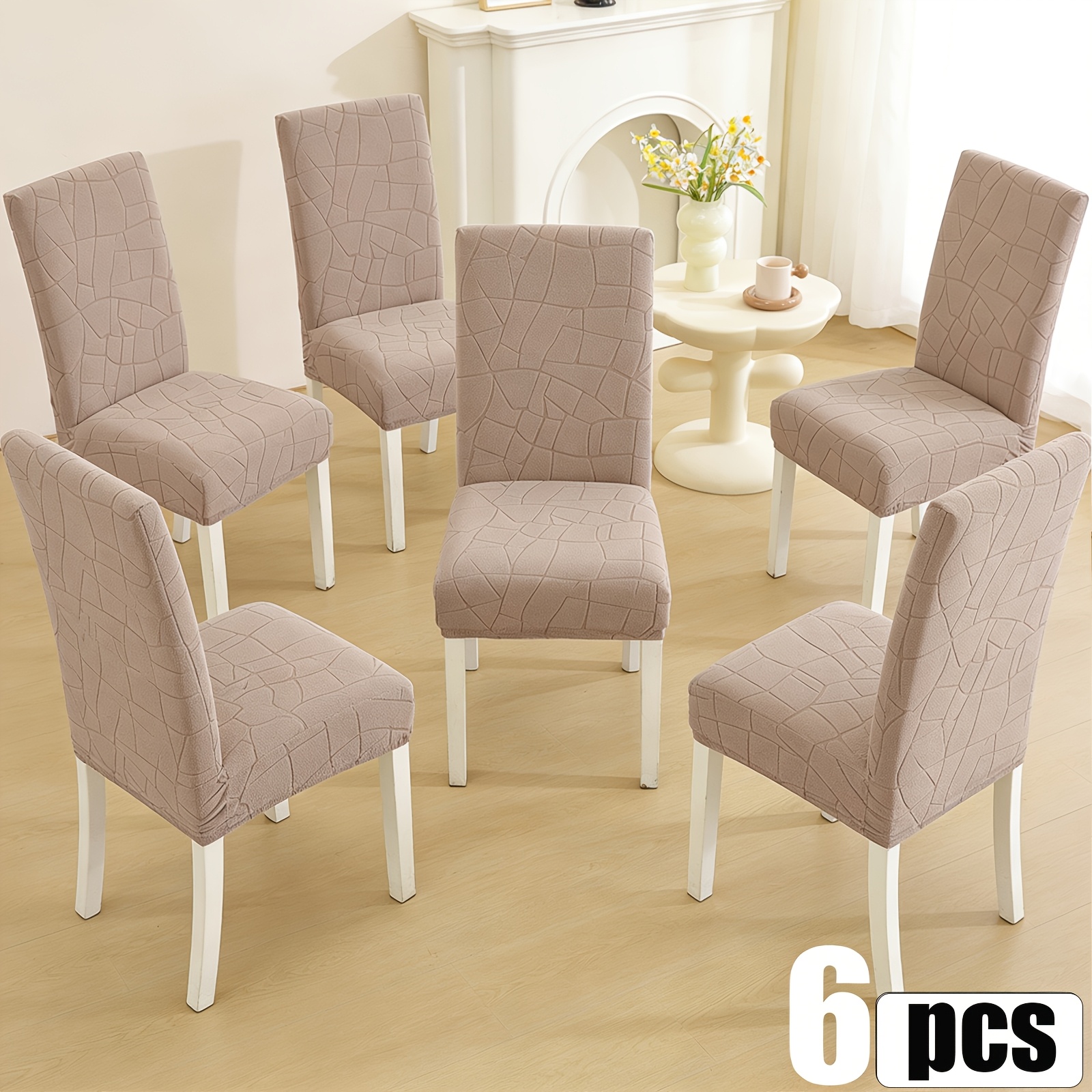 TEMU Housse de chaise extensible jacquard de haute qualité, housse de chaise de salle à manger universelle amovible et lavable, protège-siège de