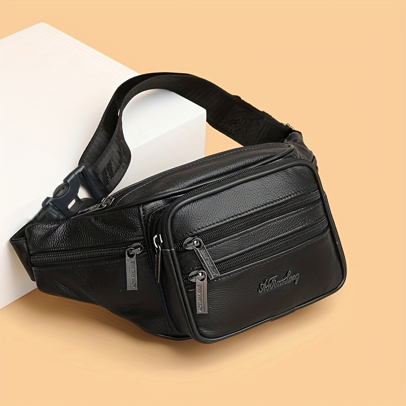 Men's Genuine Leather Waist Bag, Multifunctional And Lightweight, Suitable For Phones, Business Cash Handling, Wallets, And Coin Pouches