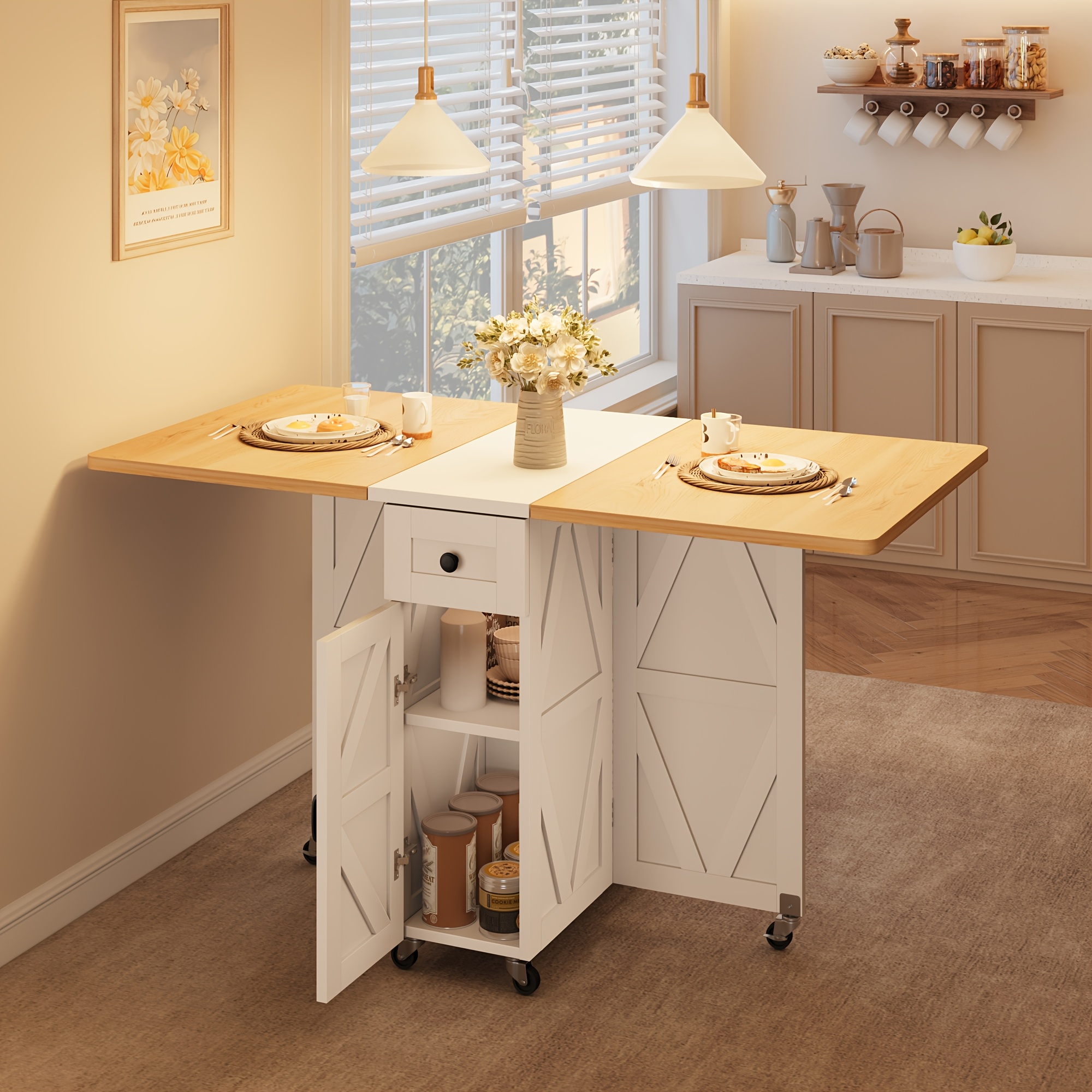 folding dining table drop leaf table small spaces versatile Temu