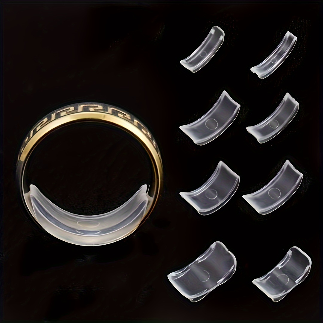 

8pcs/set Ajusteur de Bague Tampon d'Ajustement de Taille de Bague en Plastique Transparent Convient aux Bagues Lâches