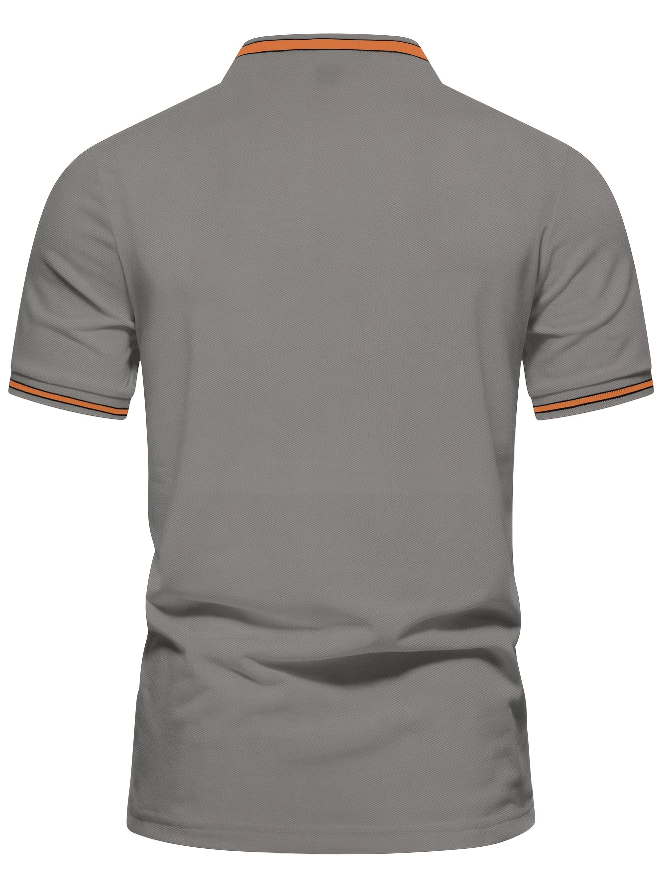 Men'S Casual Short Sleeve Polo Shirt - Beige with Black Side Stripes, Comfortable Breathable Fabric, Mandarin Collar, Zipper Detail, Perfect for Sports, Outdoor Activities & Casual Wear, Sports Casual Wear | Minimalist Design | Comfortable Fit