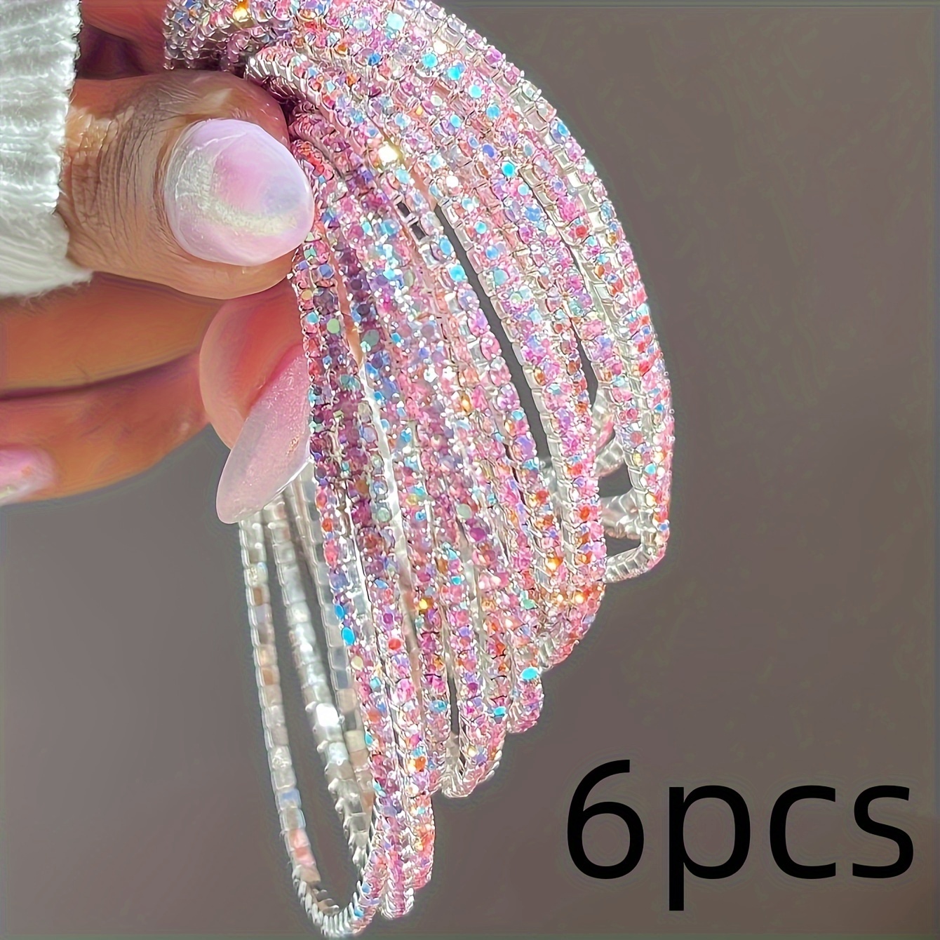 6pcs Rhinestone Stretch Bracelet Set for Parties & Casual