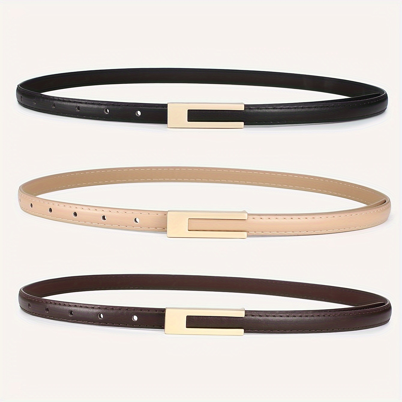 3pcs women skinny belt solid thin waist belt - Temu display picture 2