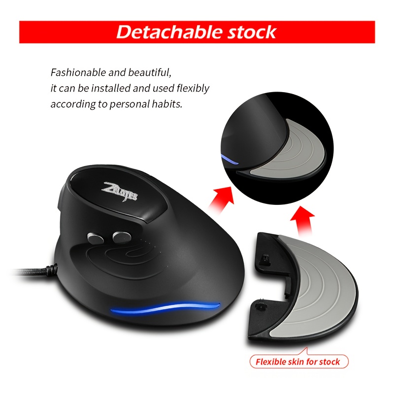 Wired Gaming Mouse with Wrist Support, 3200 DPI 6-Button Ergonomic Mouse for Laptop/Desktop