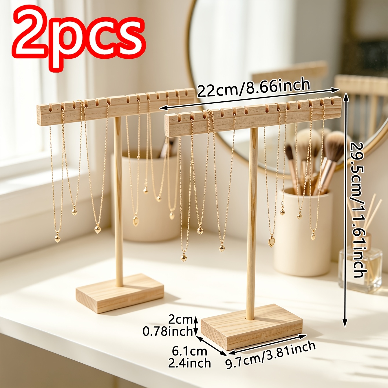 TEMU Présentoir à en bois suspendu, 2 pièces, 3.81In X 8.66In X 11.61In, présentoir à de bureau droit détachable de T, avec 14 rainures pour les ,