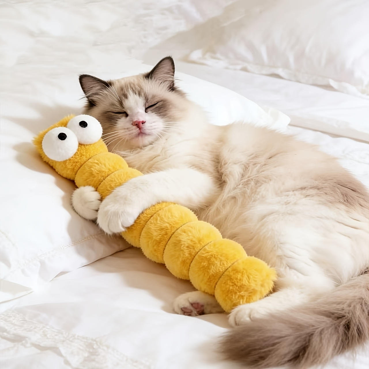 1pc   pink   caterpillar cat toy teasing molar bite soothing sleeping   supplies without battery Product details 4