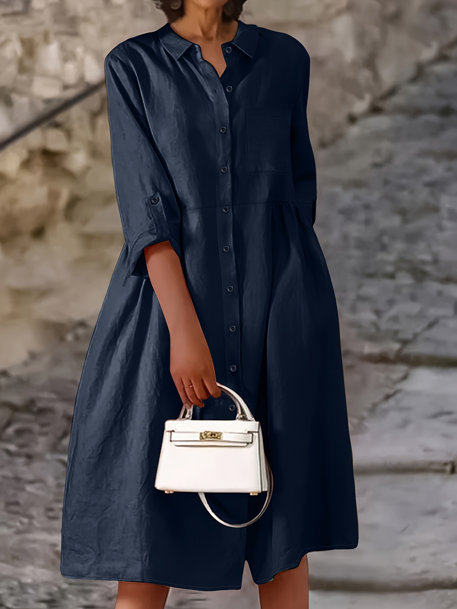 robes élégantes femmes taille noir tenue bureau à Temu Mauritius - Main Image