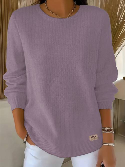 spring summer autumn womens printed long sleeve sweater basic crewneck knitwear soft breathable and versatile top for daily