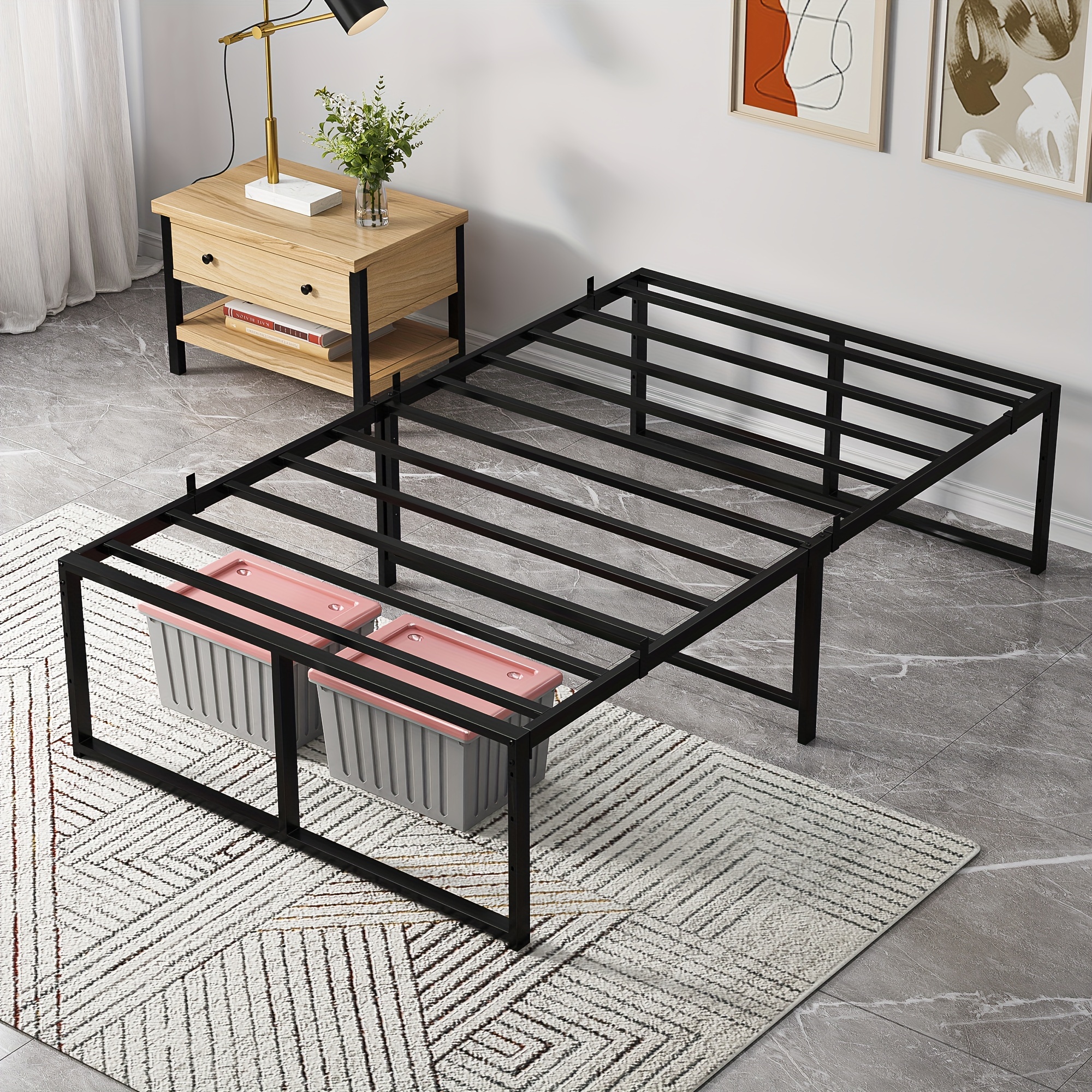 

Platform Bed Frame, Queen Full Twin Metal Bed Frame, 13" Steel Supports, Heavy Duty Metal Platform Bed Frame No Box Spring Required Easy To Assemble Black