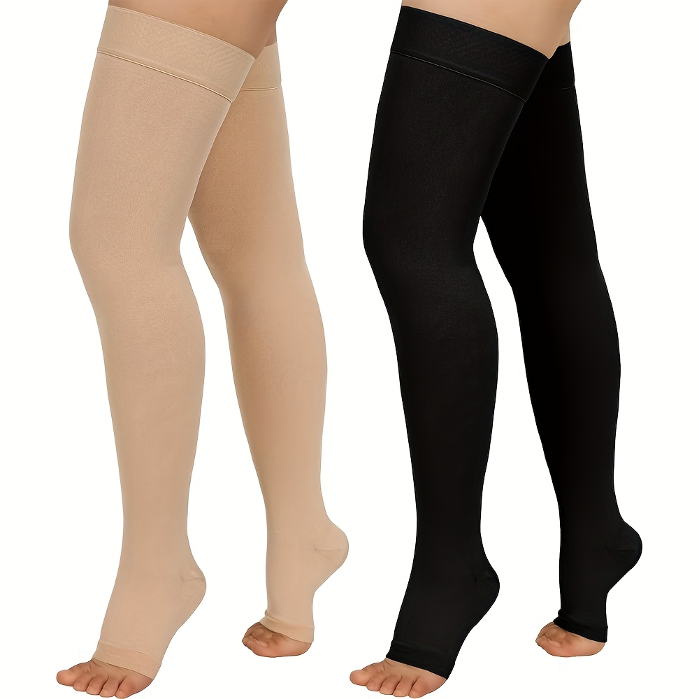 E-shop 2 Paar Oberschenkelhohe Kompressionssocken Damen und Herren Unterstützung Radfahren Tanzen Yoga Lange Kompressionssocken Geschenk für Mama