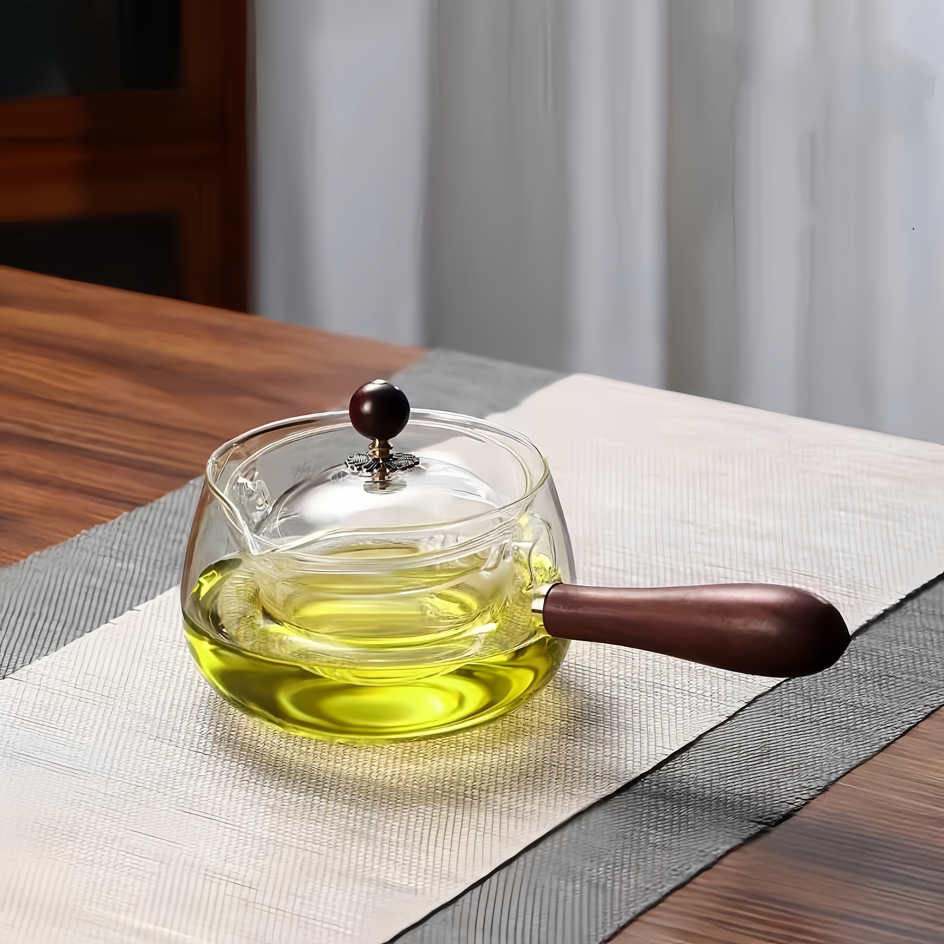 1pc high borosilicate heat resistant glass side handle teapot 500ml large capacity rotating tea   insulating glass tea kettle Product details 4