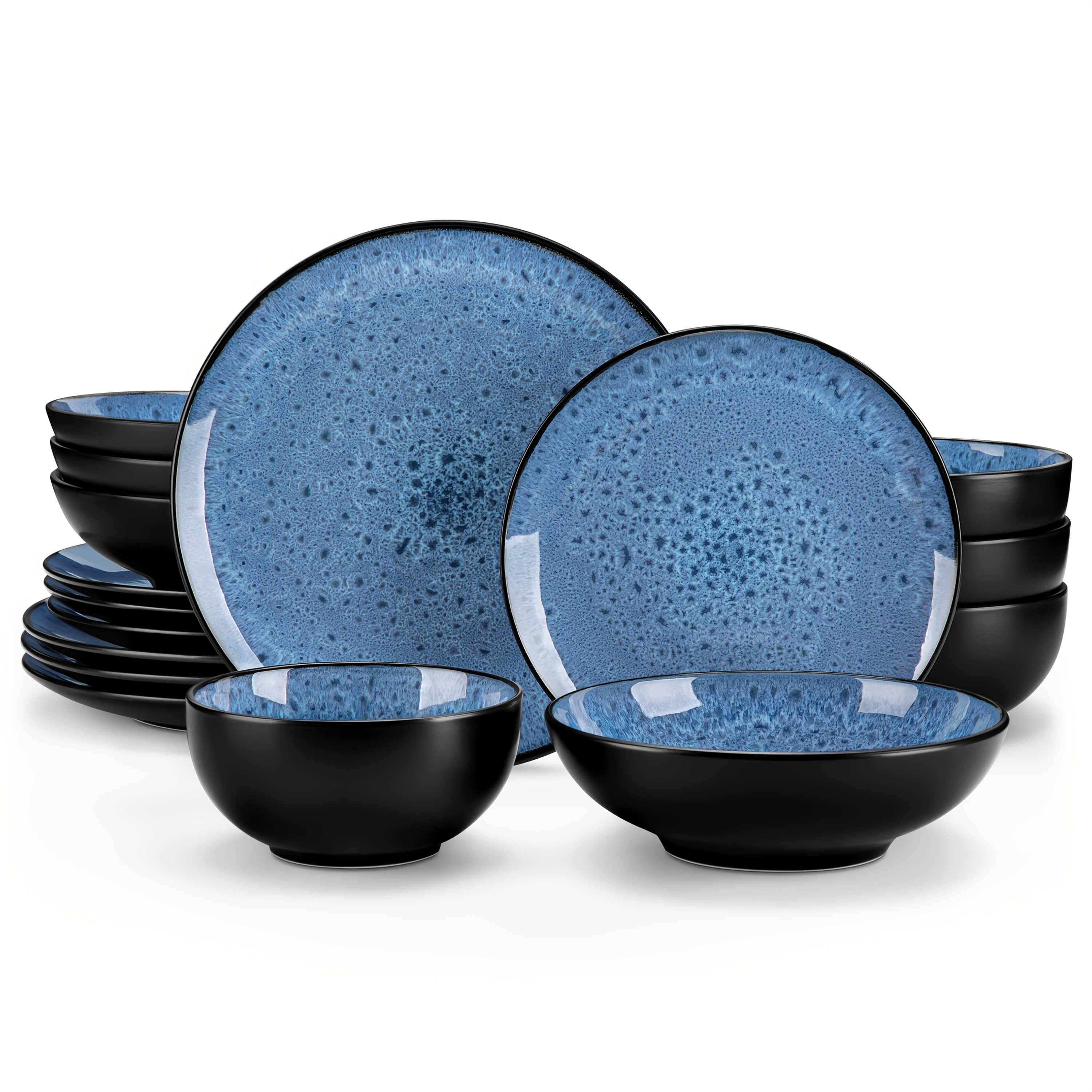 Image of 16pcs Dinnerware Set Dinner Set Kiln- Glaze Tableware Set Stoneware Plate Set Dinner Plate Dessert Plate Cereal Bowl Service For 4