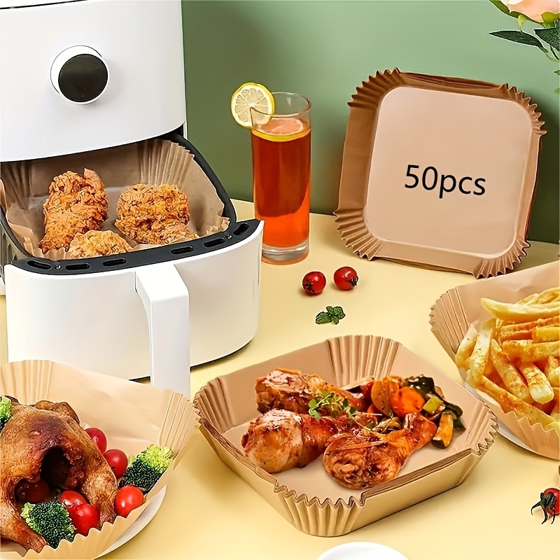 

6.3inch 50/100pcs Square Air Fryer Liners For Baking, Roasting, And Microwave Cooking - Easy , Cooking For Hotels And Restaurants