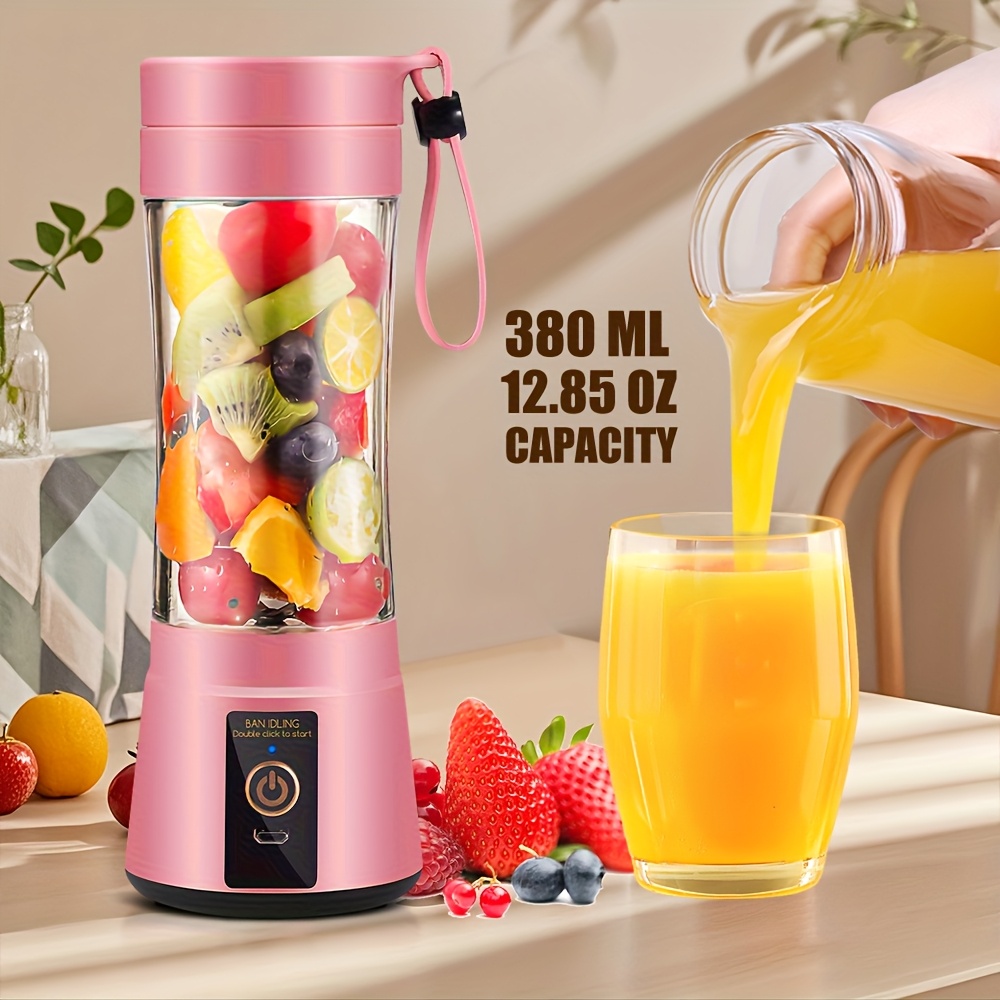 TEMU Portable Blender Cup, Electric Blender, Mini Blender Portable Blender For Shakes And Smoothies, Juice, 12.85oz, 2000mah, 6 Blade With Safety