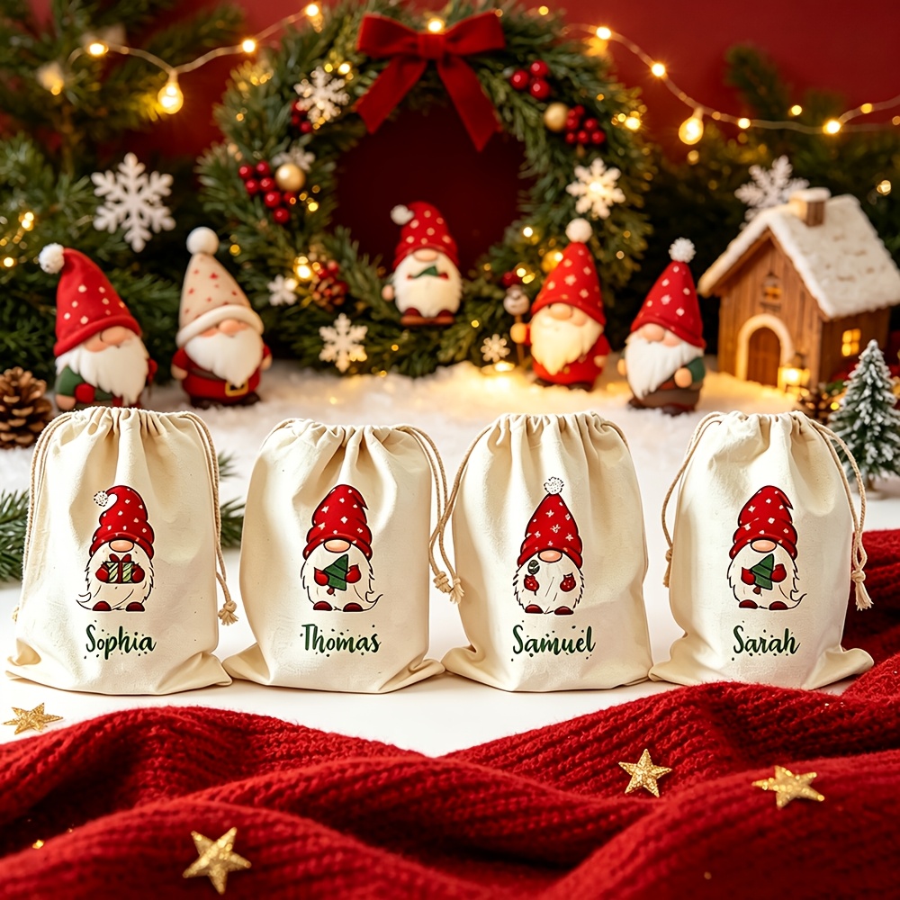 TEMU 4pcs Set Of Personalized Custom-name Gnome Christmas Stocking Stuffers, Suitable For Filling Canvas Stockings, Decorating Fireplace Mantels, And