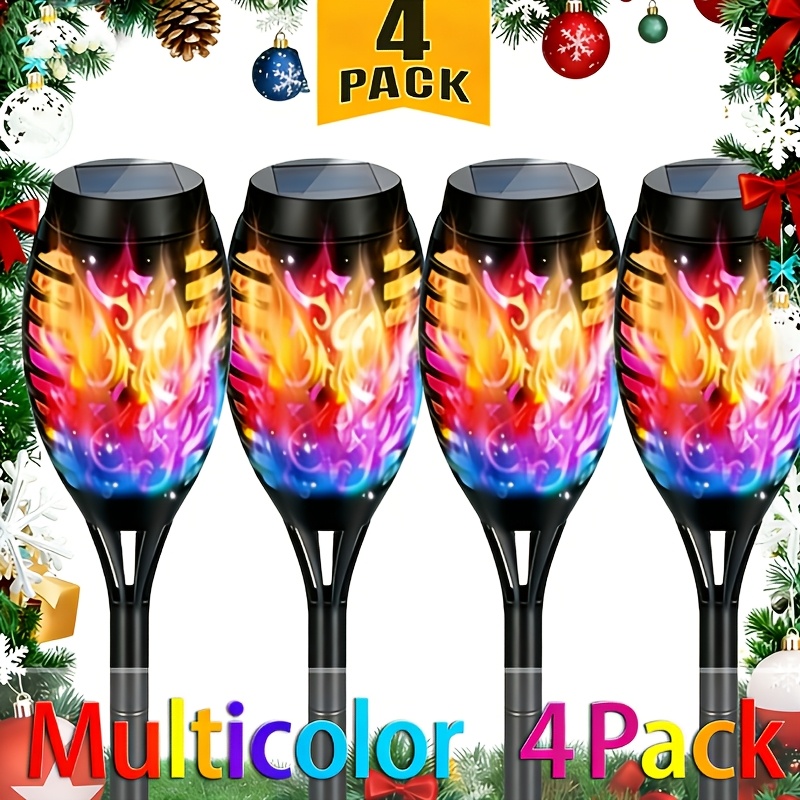4 to 20pcs Outdoor Solar Torch Lights Warm LED Flame Effect for Yard Garden Decor IP55
