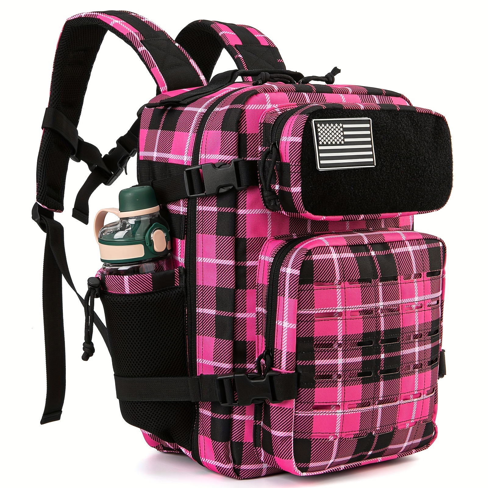 

1pc 25l Multi-functional Backpack For Men, Molle Daypack, Hiking Rucksack With Bottle Holder