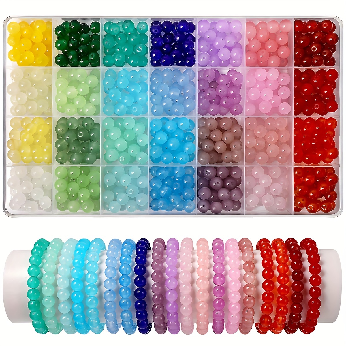 

560/420+Pcs Kit d' de perles de verre la de , perles de rondes de en 28 , fournitures de de bracelets de mature les loisirs