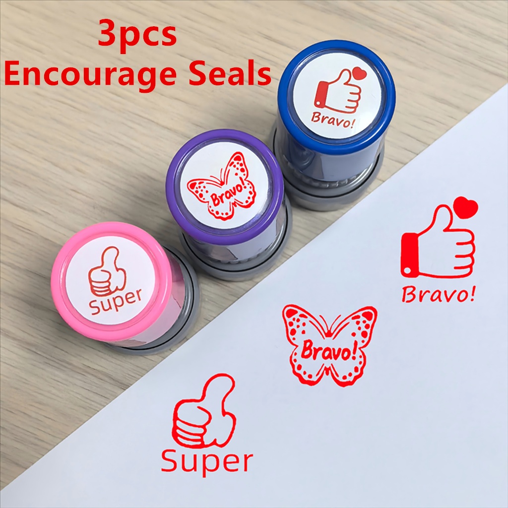 Image of Teacher Commendation Seal - Learning Seal - 3pcs Set - Clear - Very Suitable For Teachers And Parents, Classroom Scoring Tool - Seal - Independent Use Seal