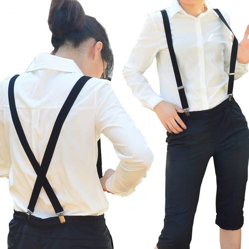 1pc womens 4 clips no cross suspender womens 2 5cm pants adjustable suspenders adjustable elastic pants clips