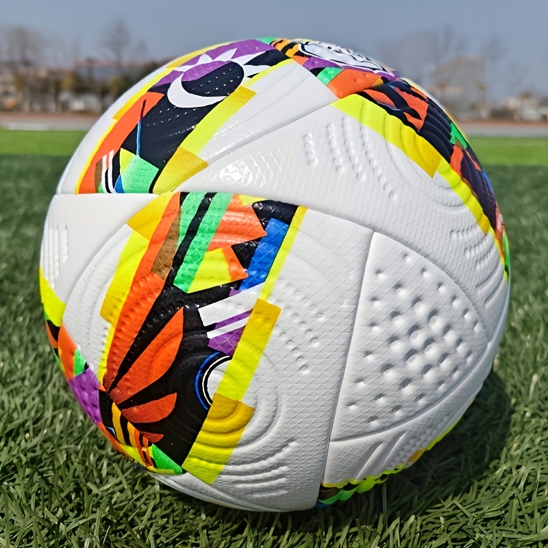 durable   soccer ball seamless     leather anti   wear resistant for adult training   white with colorful   details 4