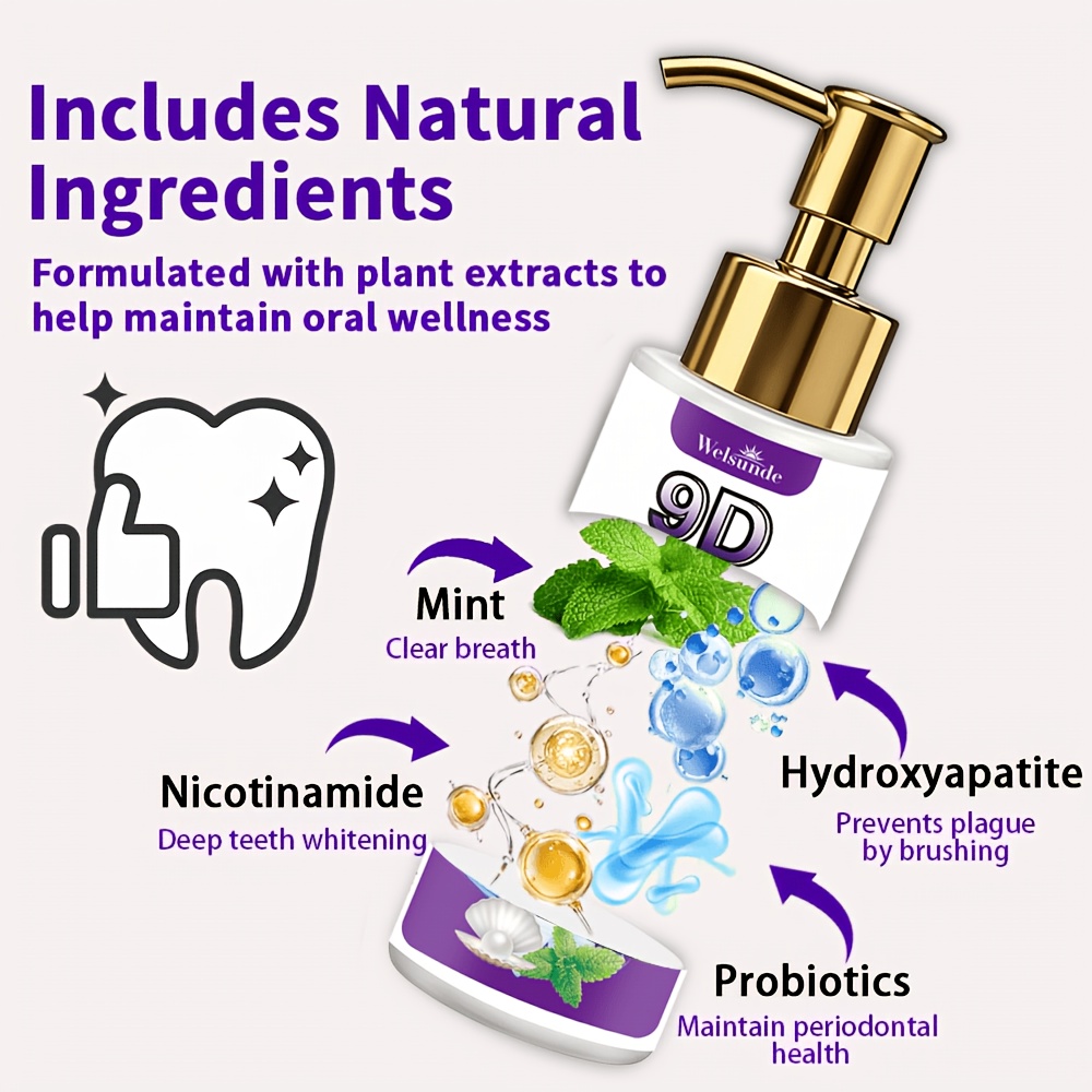 9D White Hydroxyapatite Pump Toothpaste with Probiotics