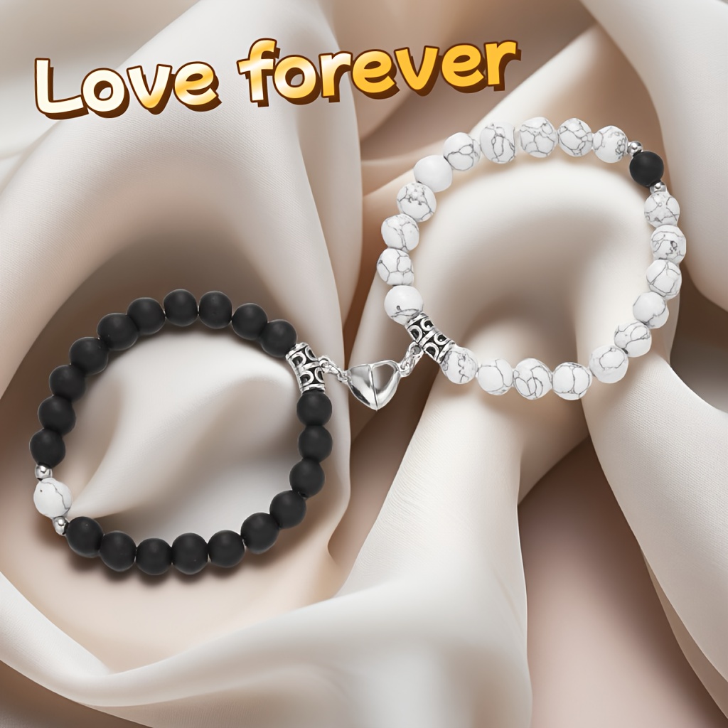 TEMU Bracelets For 2 Couples Featuring Heart , Ideal For A 's Day Gift Or A For Your 1