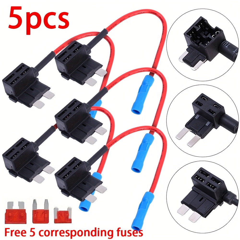 

5pcs Car Mini Fuse Box Circuit Adapter Atm Blade Fuse For Car Van Motorcycle Rv Boat Tractor Tap Adapter