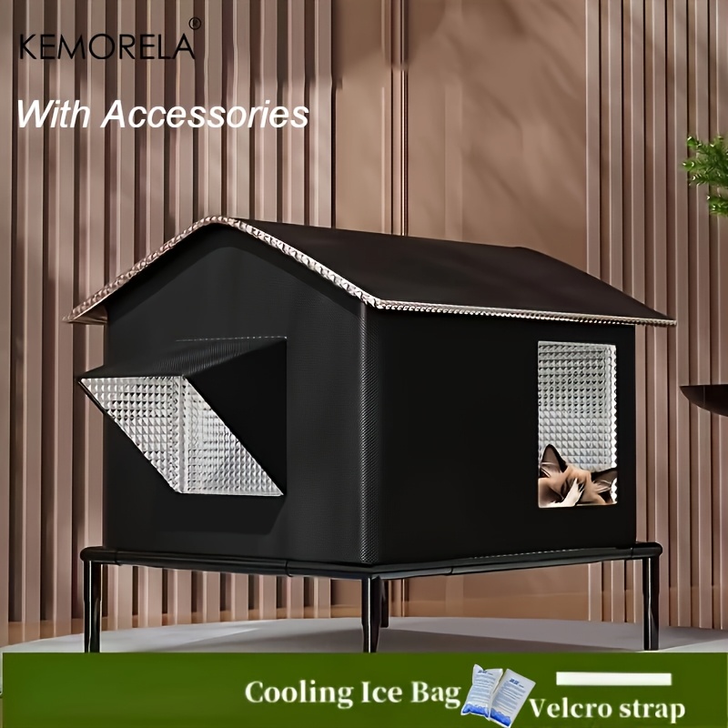 TEMU Kemorela Winter Elevated Pet - Deluxe Enclosed Cat And Dog House With Elevated Feet, Moisture-proof, Wind-proof, Spacious - Used Indoors And