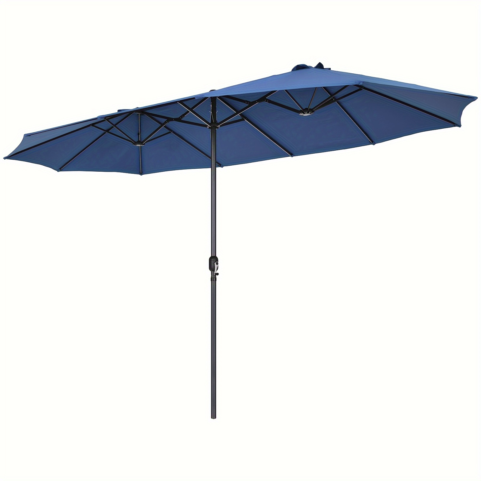 

1pc 15ft Patio Double-sided Umbrella, Outdoor Garden Market Umbrella With Crank, Sun Shade, Navy Blue