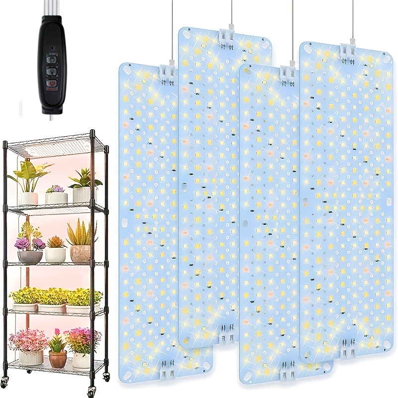 TEMU 2/4pack Ultra-thin Panel Grow Lights For Seed Starting, Vegetables, Greenhouse & Under Cabinet & Shelf Plants With Timer 3/9/12h, Free Connect Full Indoor Led