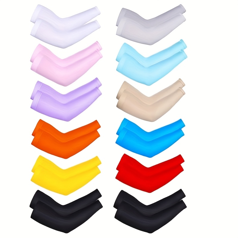 TEMU 12 Pairs Of Unisex Arm Sleeves, Long Cooling Covers For Outdoor Use ( In Solid Colors)