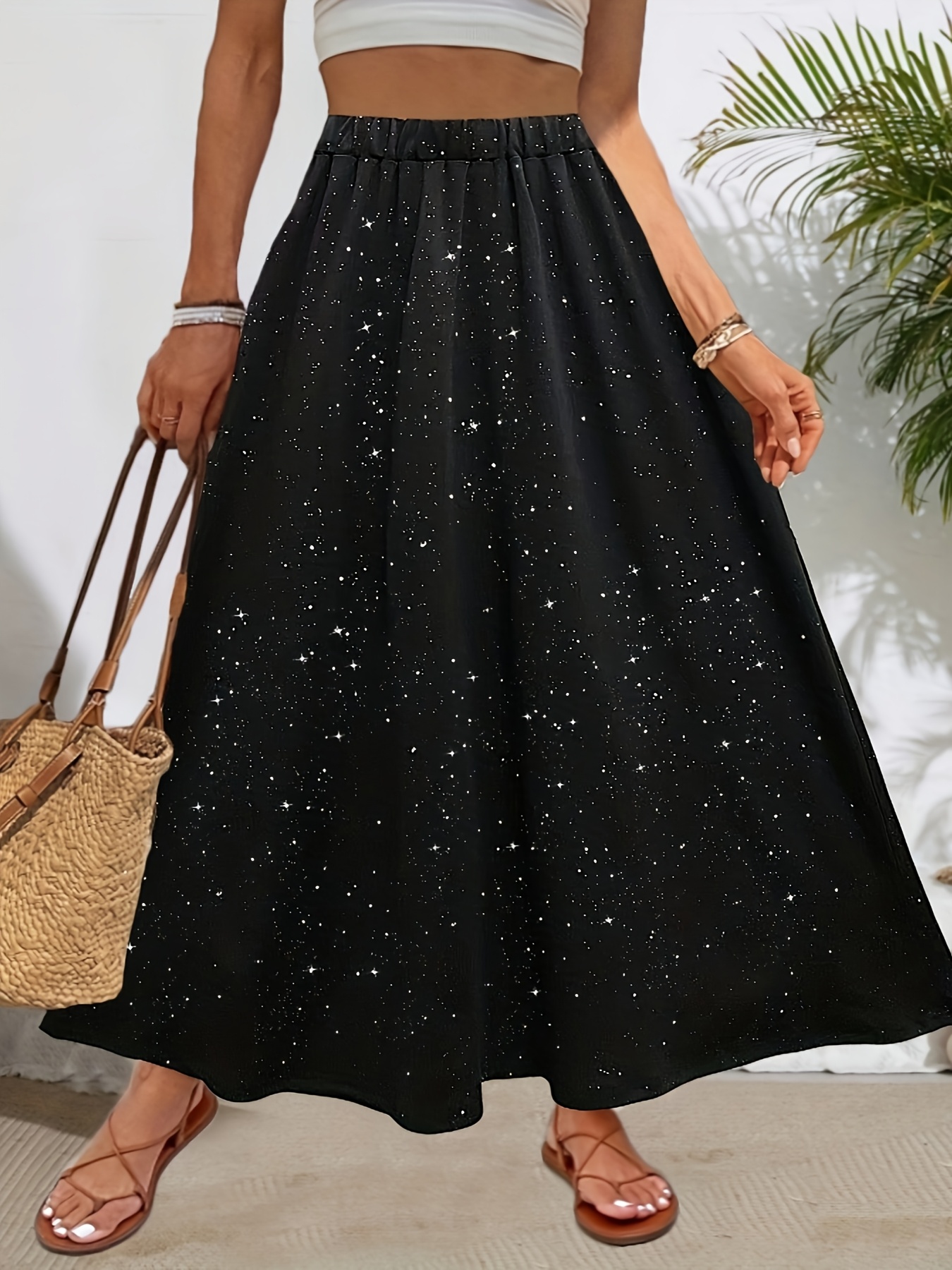 women' sequin midi skirt elastic waistband black Temu Ireland