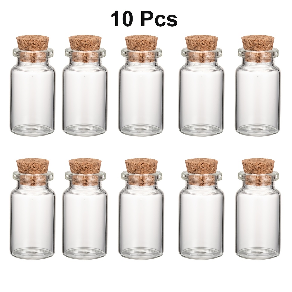 Image of 10/15//50pcs 10ml Glass Bottles With Cork Stoppers, Mini Storage Bottles For Wedding Favors, Party Favors, Jewelry Decoration Beads Diy Crafts