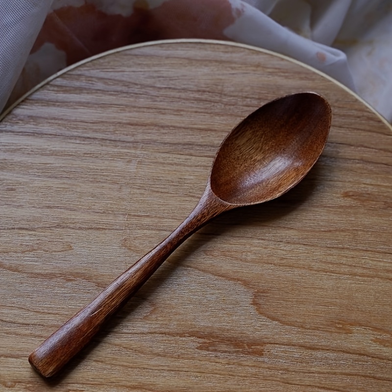 TEMU 1pc/2pcs Wooden Soup Spoon Coffee Spoon Dessert Spoon Wooden Spoon Table Spoon Suitable For Eating Dinner, Dessert, Coffee And Milk - Reusable