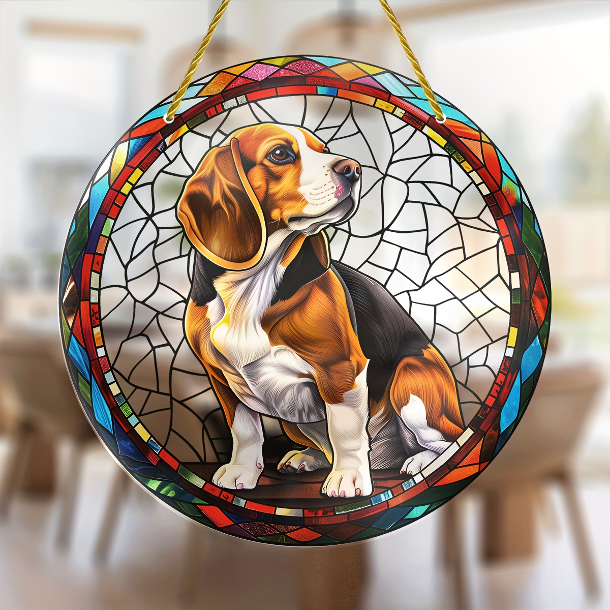 

1pc Dog , Stained Hanging, Decoration, No Battery Required, For , For , All &