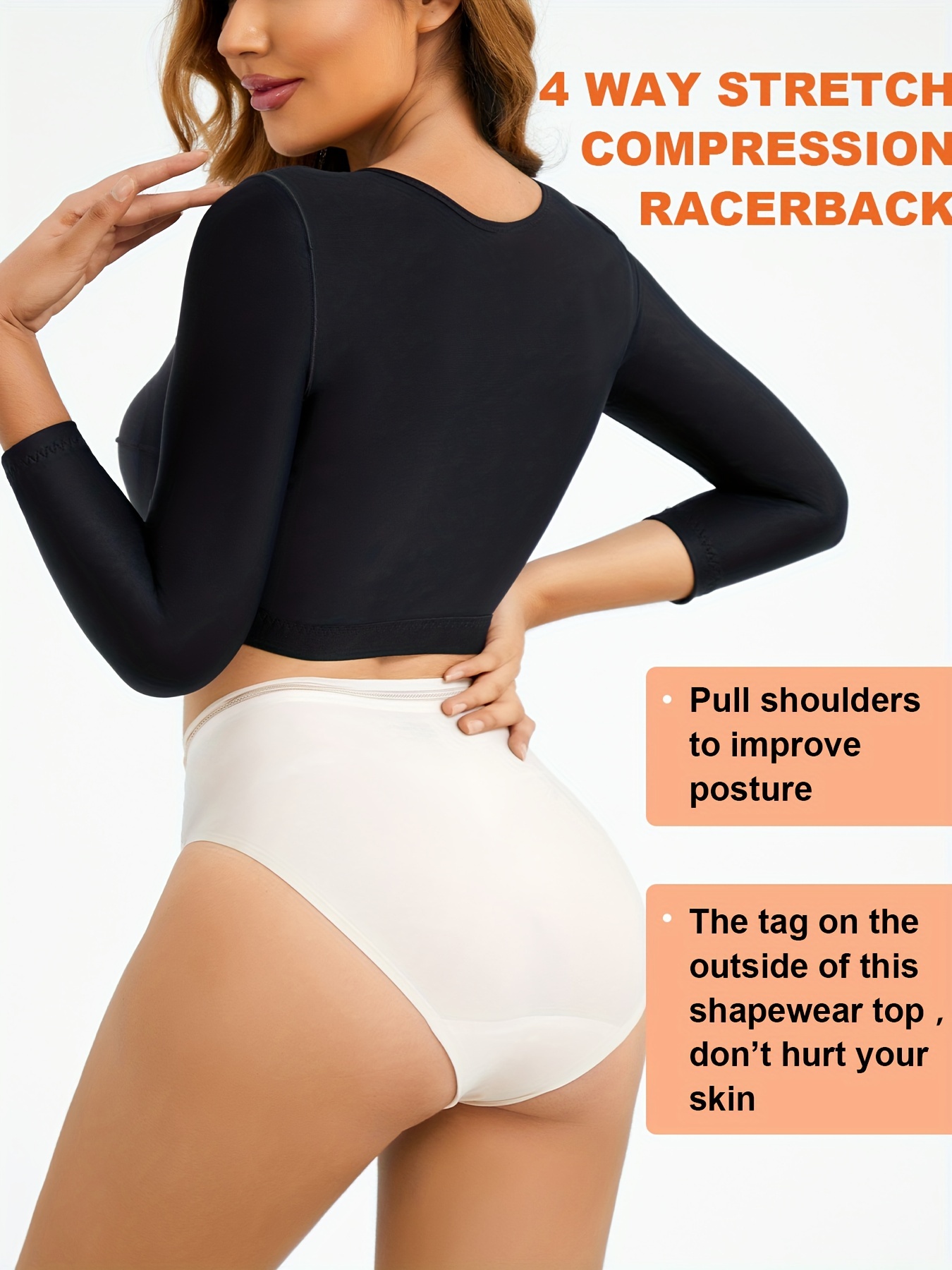 Arm Compression Shaper Tops, Post Surgical Slimmer Long Sleeve Posture  Corrector Shaping Top, Women's Underwear & Shapewear