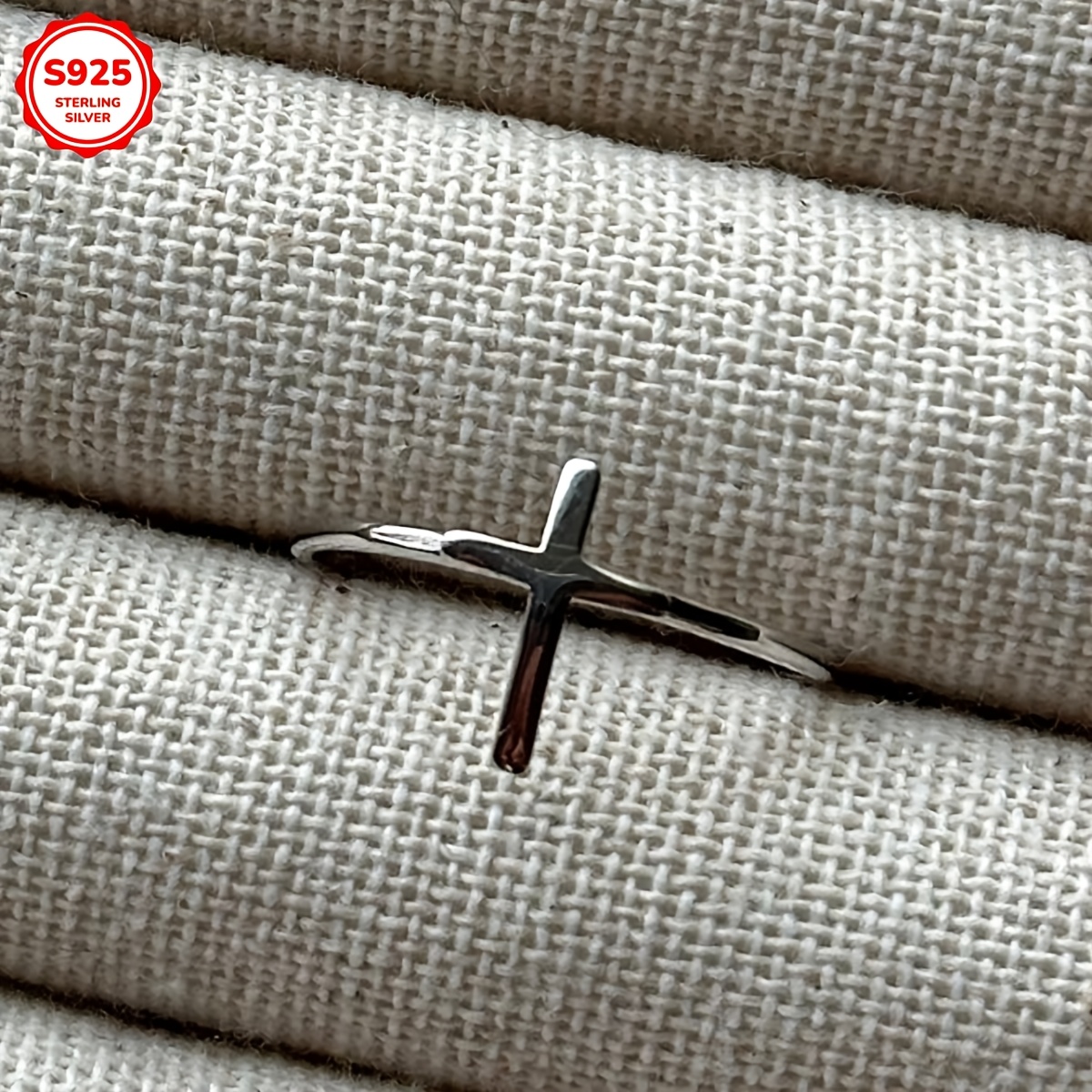 925 Silver Cross Shaped Open Ring, Versatile Gift for Girlfriend