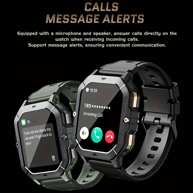 5.13 cm Full Screen Touch Smart Watch for Men with AI Voice, 100+ Sports Modes, Sleep, Step, Calorie, Pressure Monitoring, Calls And SMS Alerts, Sports Watch Smart Band for iPhone/Andriod - Image 2