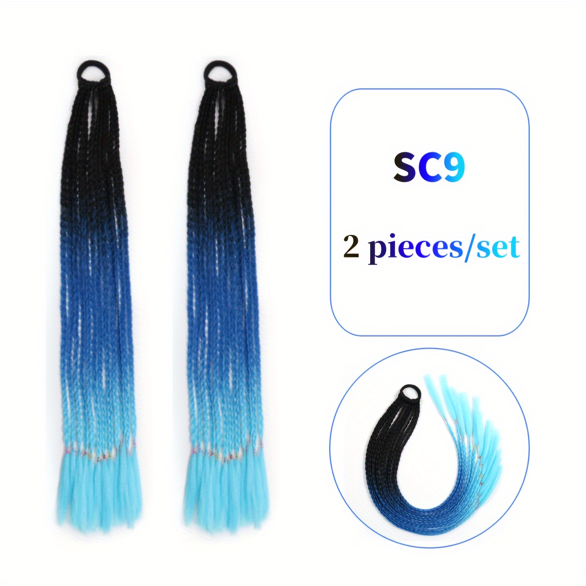 TEMU 2-pack Colored Ponytail Wig 24-inch Rubber Band Colored Braid Hair Extensions Role Play Holiday Dress Accessories Dreadlocks Triple Strand Braid Wig