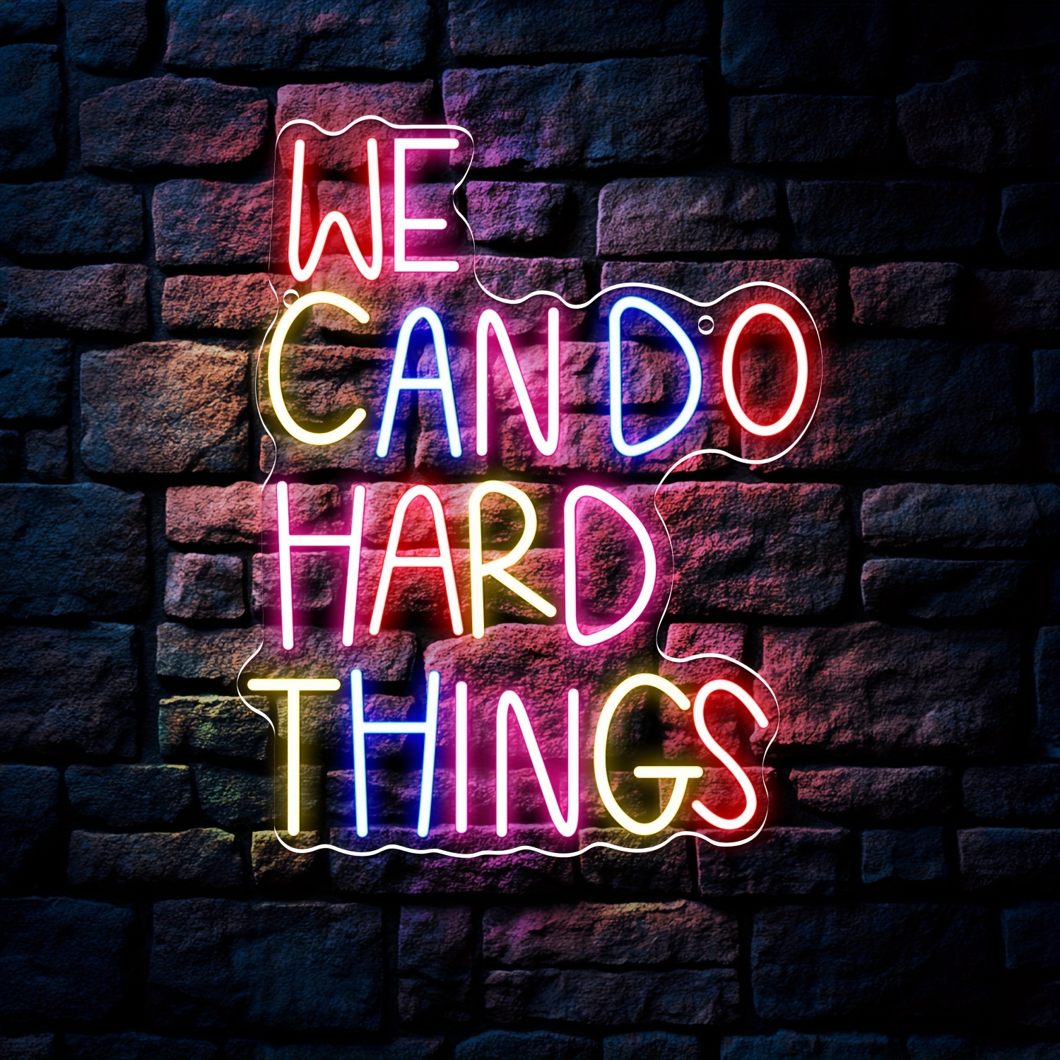 TEMU Do Hard Things Neon Sign – Dimmable Led Wall Art With Vibrant Colors, Usb-powered Inspirational Decor For Bedroom, Classroom, Birthday Parties &