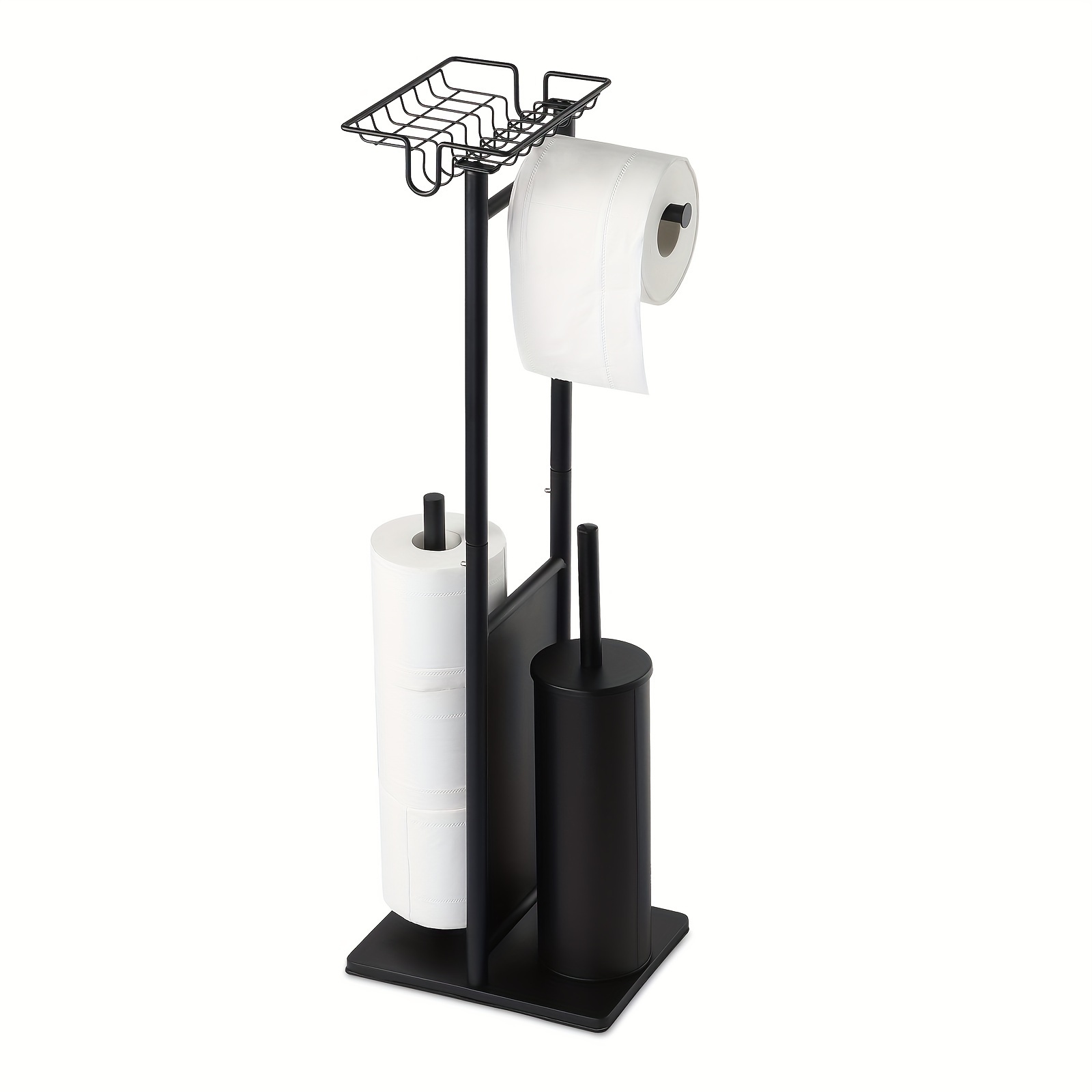 Image of Stand For Toilet Paper With A Toilet Brush, A Versatile Set That Features Toilet Brush, A Functional Toilet Paper Holder, Space For Extra Rolls, And An