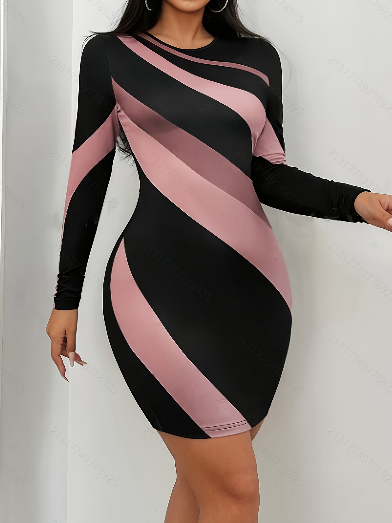 elegant directional body hugging color block casual - Temu