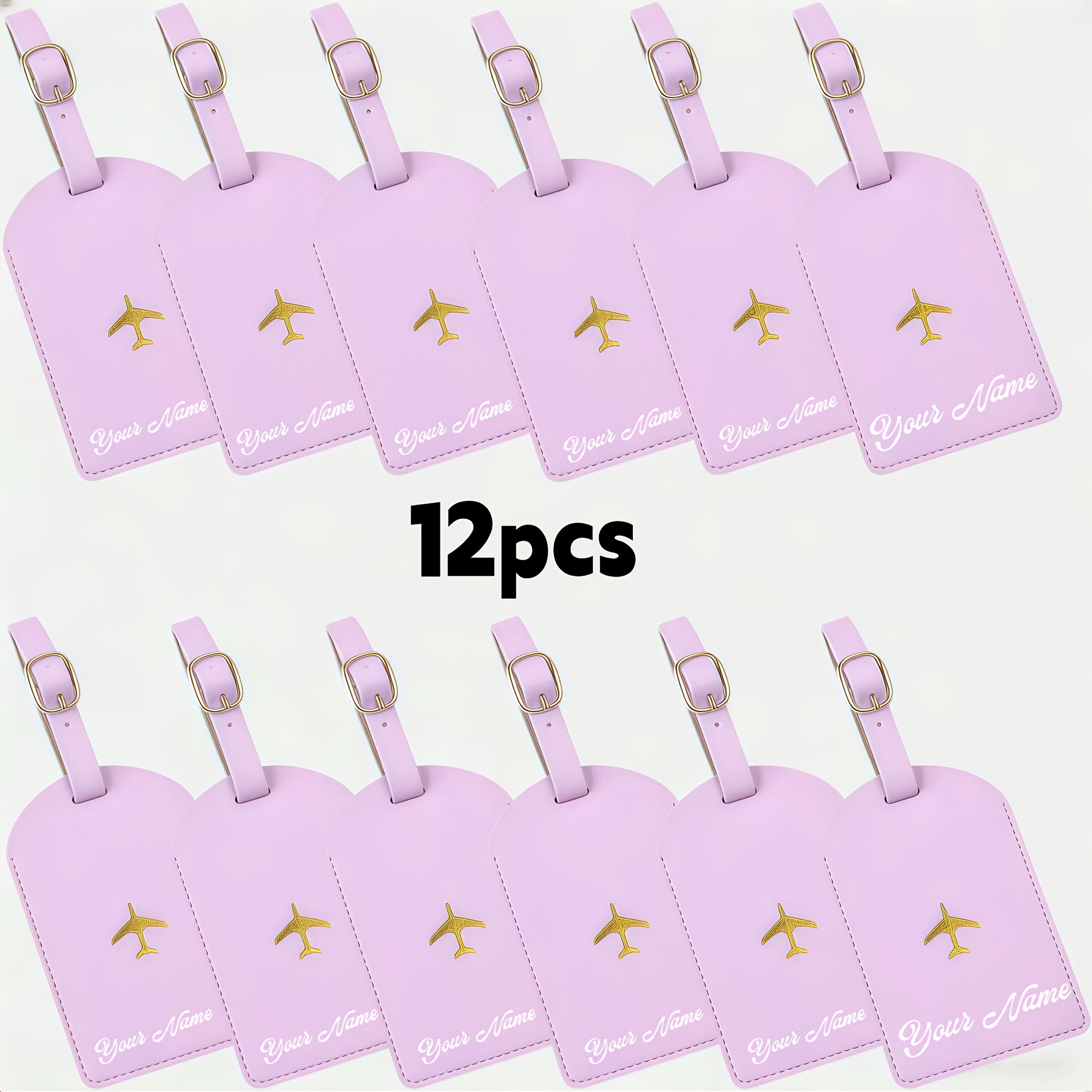 12pcs Custom Engraved Luggage Tag Set in Synthetic Leather