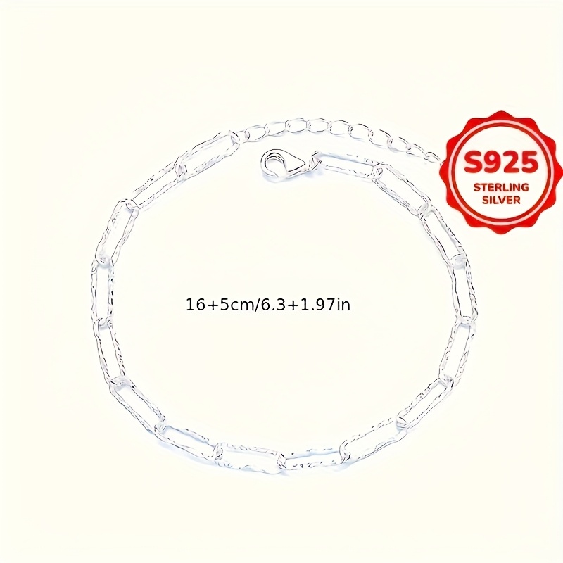 Women's S925 Silver Geometric Bracelet, Trendy Chain Design