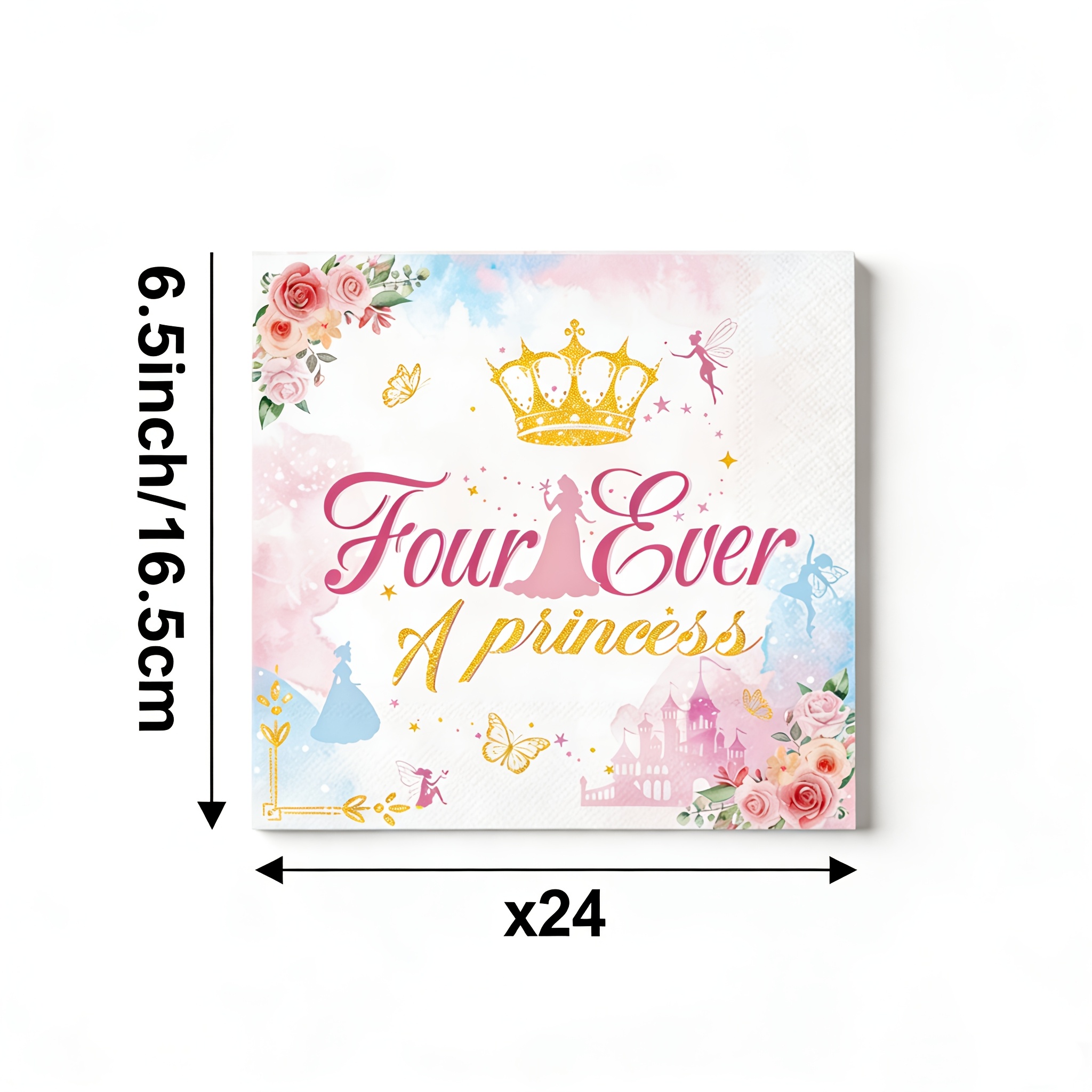 TEMU A Set Of 24pcs, Forever Princess Themed Party Disposable Paper Towels, Non-laminated For Halloween、christmas
