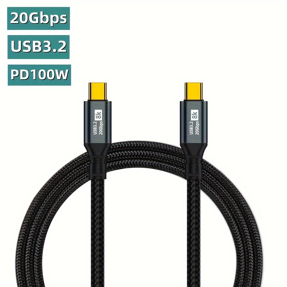 PD100W USB 3.2 20Gbps ThunderBolt 3 Type C To Type C VR OTG Charger Cable 8K@60Hz USB-C Fast Charging Cable Cord For IPhone 15 Pro Max MacBook Samsung
